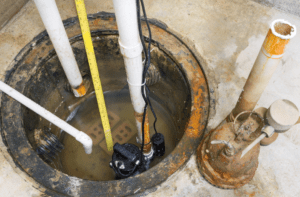 Here's a sump pump in a pit