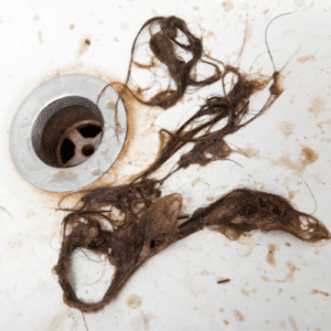 hair in the drainage