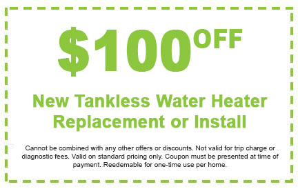 Discounts on New Tankless Water Heater Repair or Install service