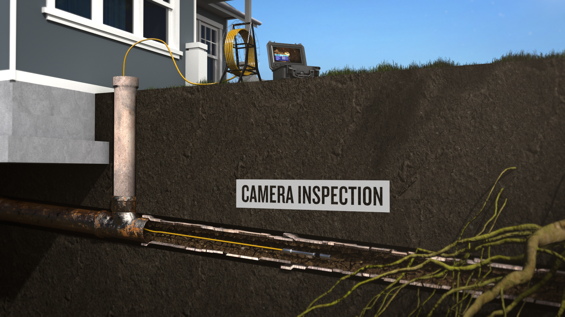 sewer camera inspection illustration